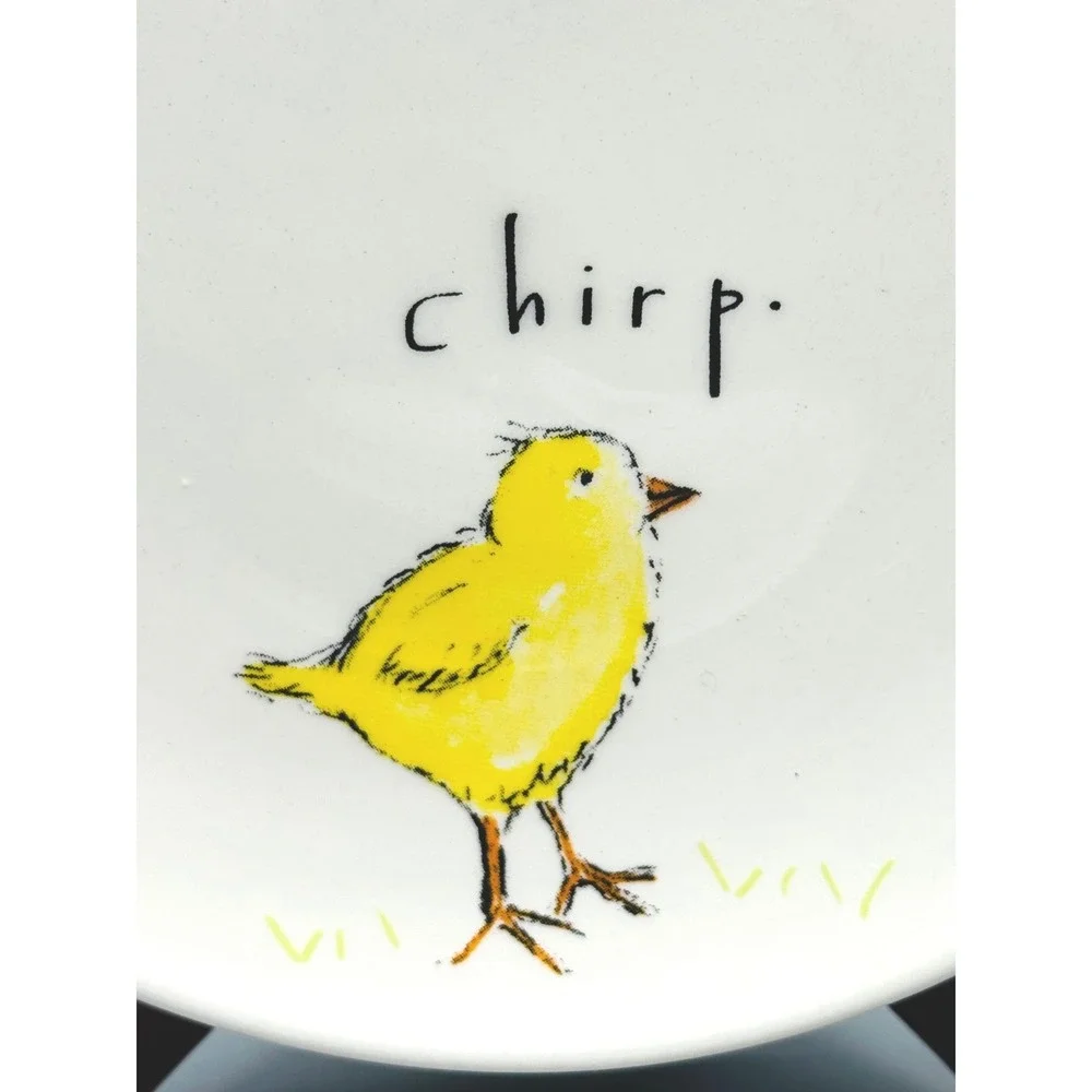 Rae Dunn Magenta Easter Appetizer Plates Hunt Chirp Basket Chick 6 inch Set of 2